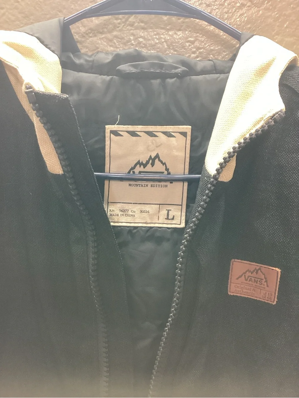 Vans Two-Tone Hooded Jacket in Black and Cream
